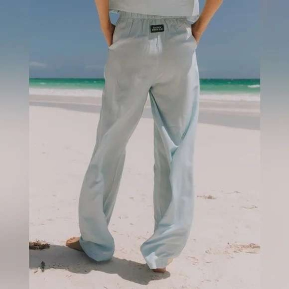 Daily Drills Linen Resort Pant Blue Size XS/S Coastal Beach Vacation